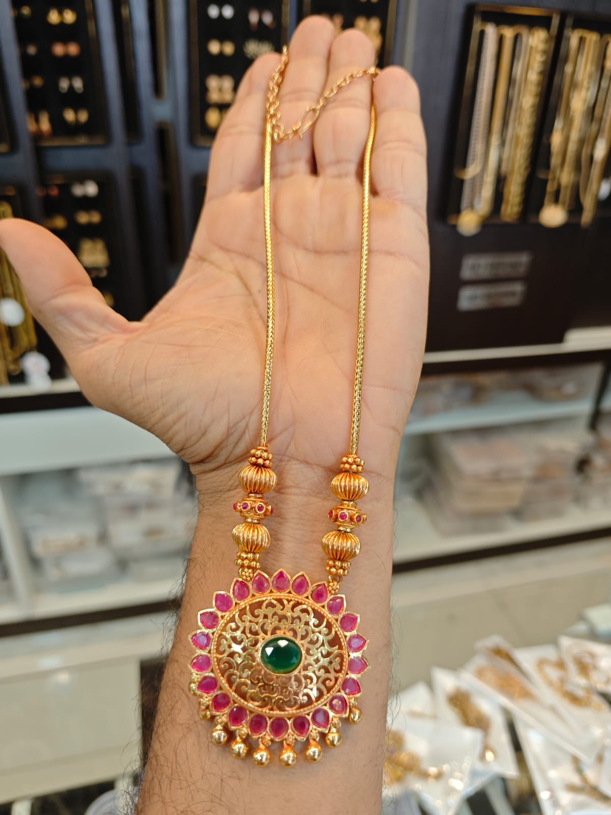 3grm gold polish necklace set