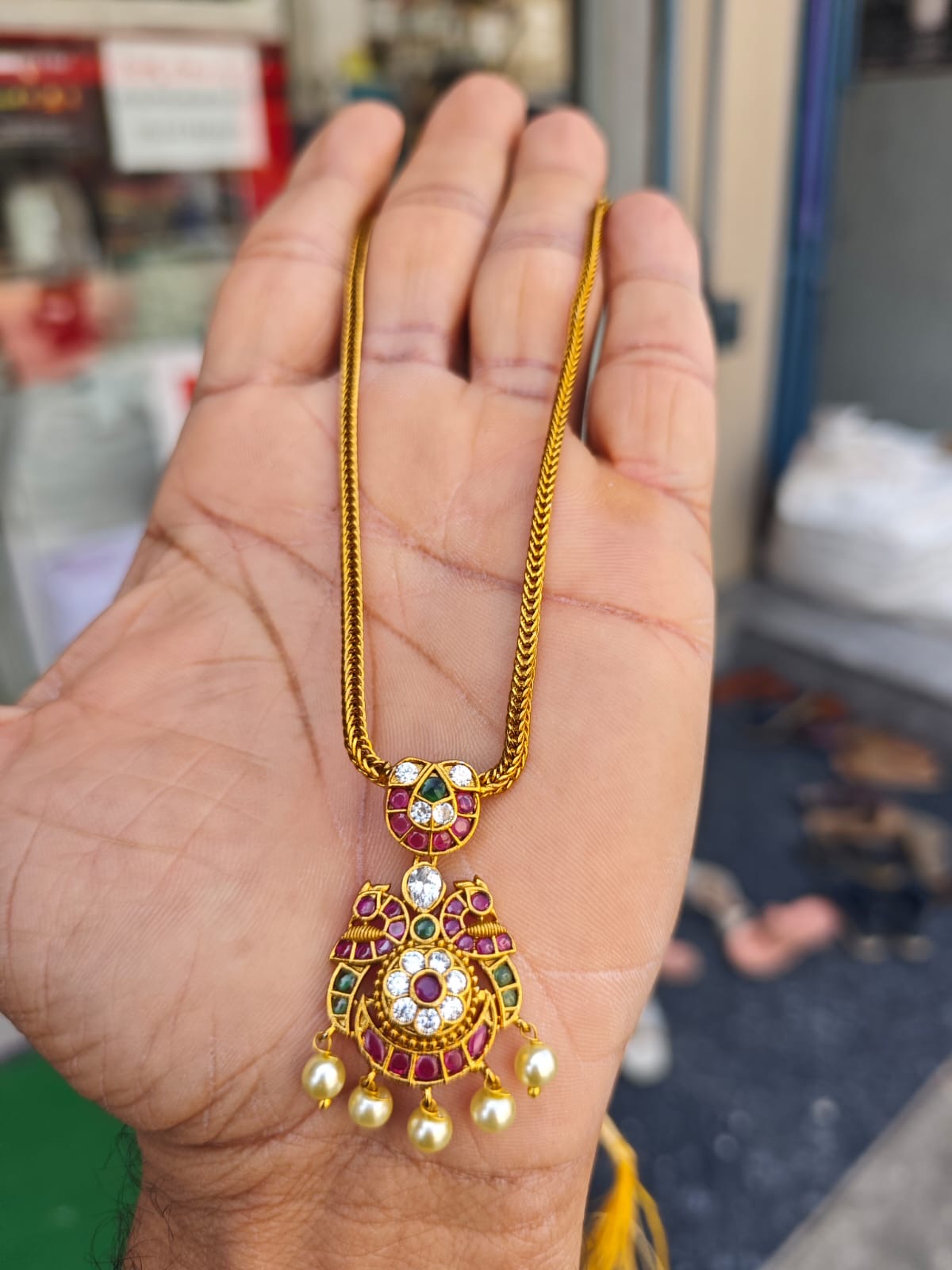 Real gold polish Kemp stones necklace lifetime warranty Pendant