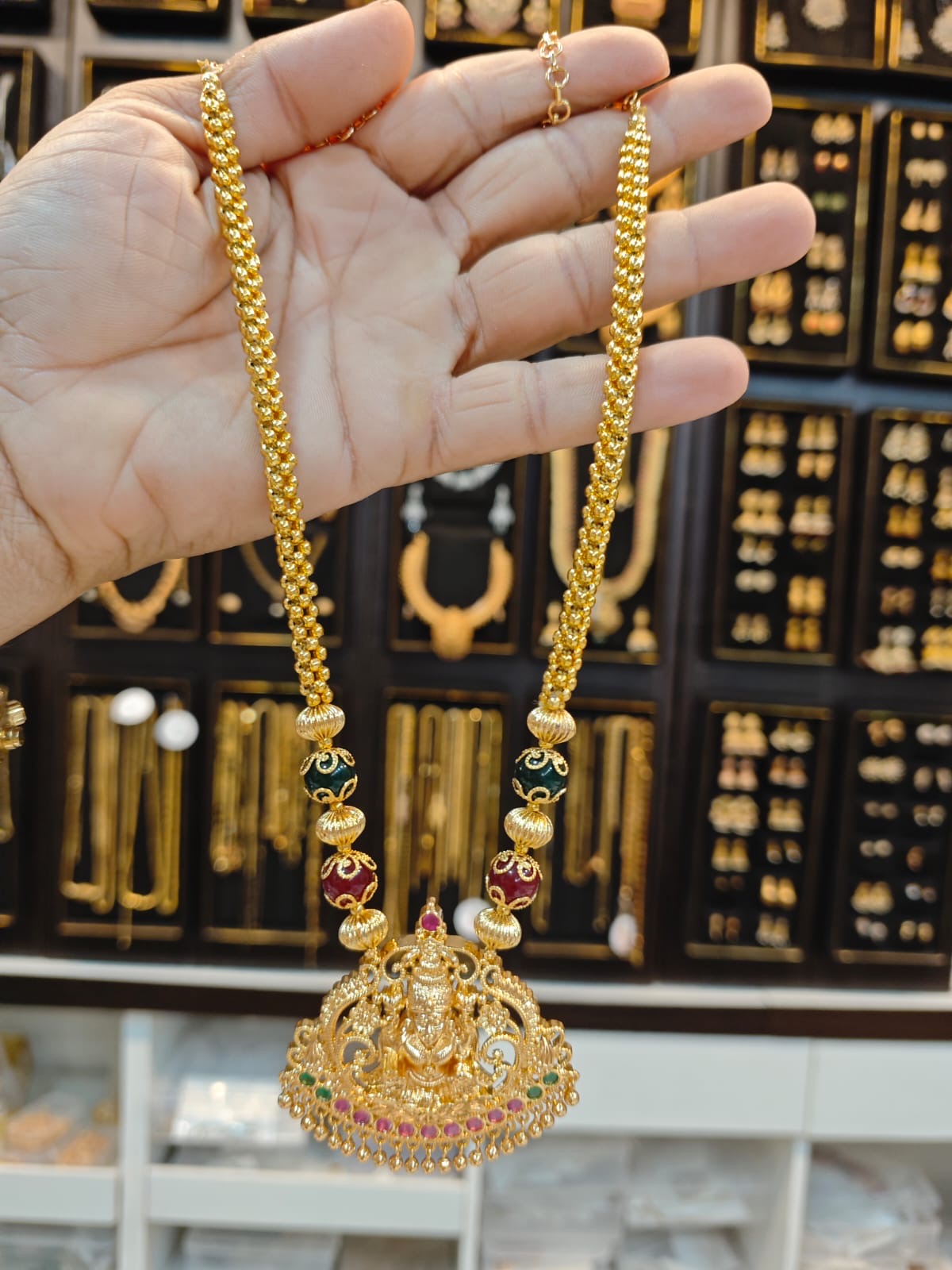 3grm gold polish 2 years warranty long necklace set. – Deesa Fashion
