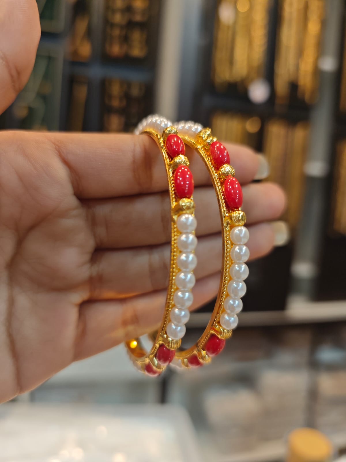 2grm gold polish 2 year bangles set.