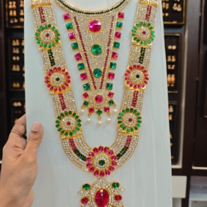2grm gold polish 2 years warranty long Puja necklace set.